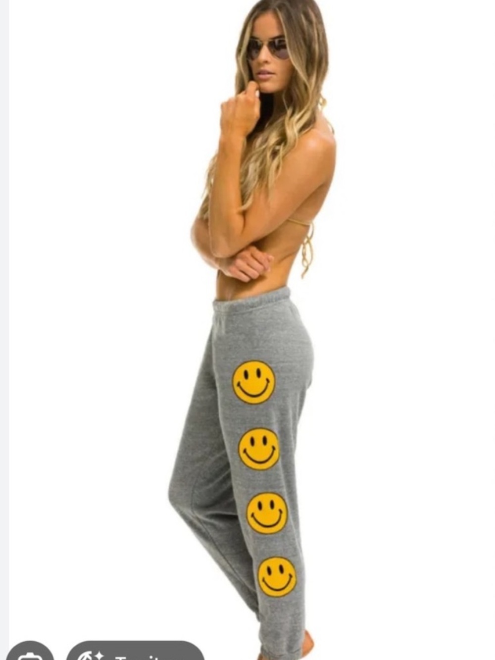 Aviator Nation Smiley Sweatpants Heather Grey
